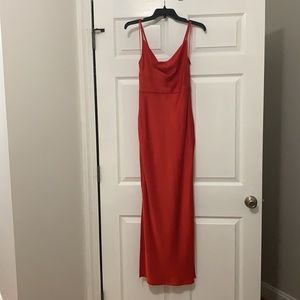Taylor Maxi Drape Neck Red Satin Dress size 2